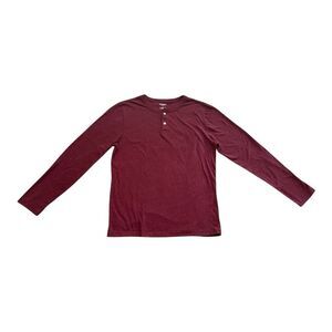 Arizona Jean Co Maroon Speckled Henley Long Sleeve Shirt Mens Large